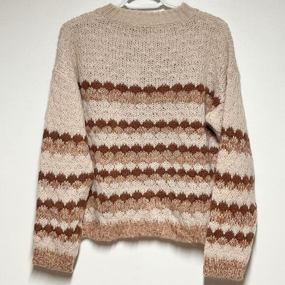 NWT Anthropologie Elsamanda Italy Stripe Chunky Alpaca Wool Blend Sweater M - Picture 2 of 5